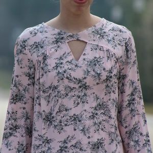 Pink & Black Floral Blouse